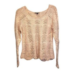 American Eagle NWT Blush Open Knit Crochet Wool Blend Sweater